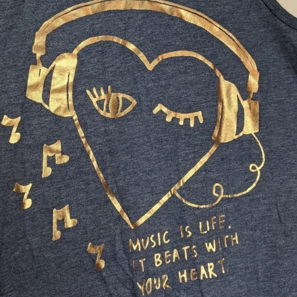 Old Navy Blue and Gold Racer Back Music Tank Top size Medium 8
